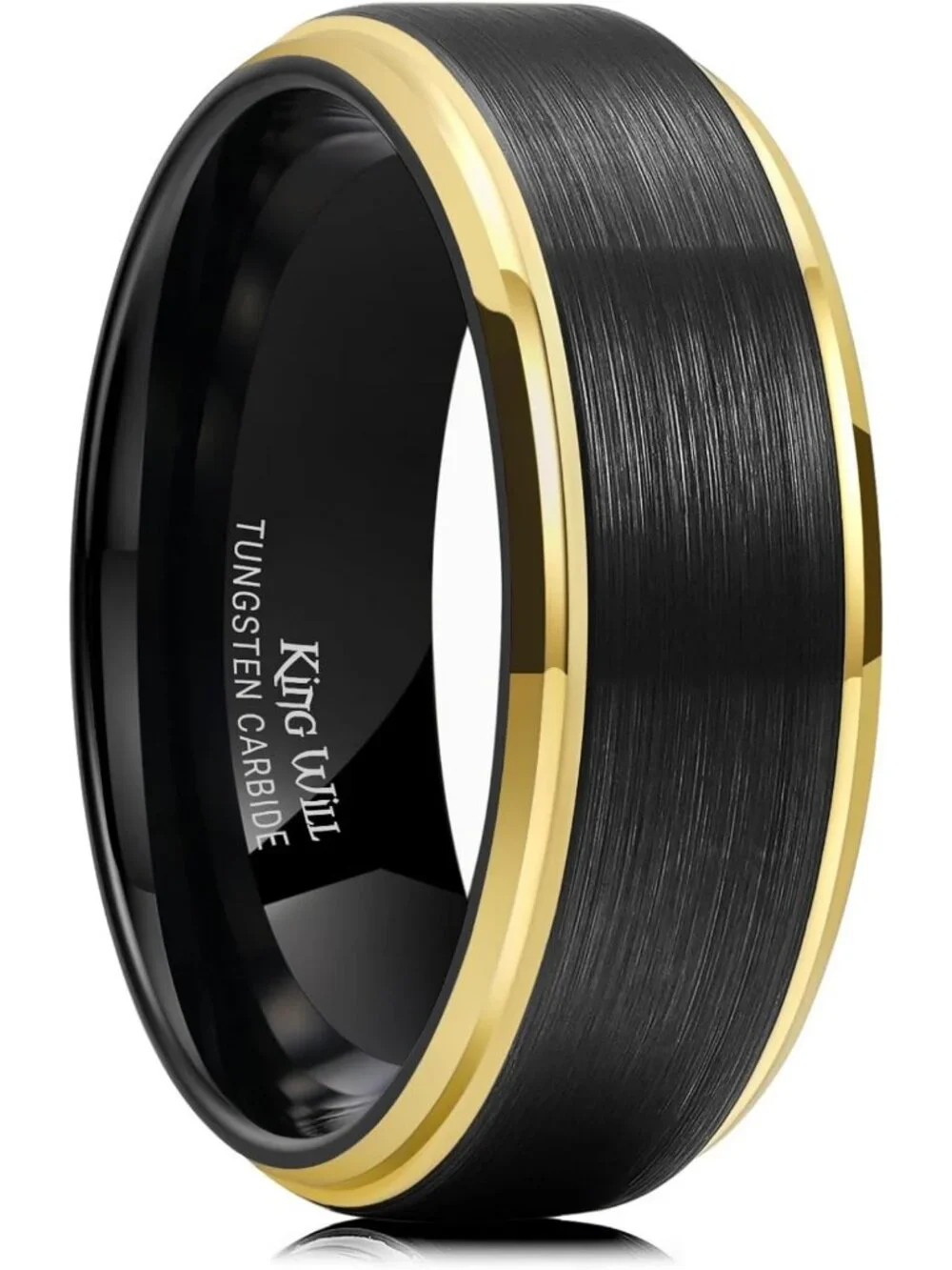 Two-Tone Matte Wedding Band for Men, Tungsten Carbide, Comfort Fit, Anniversary